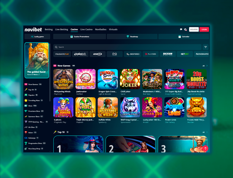 Sección de casino con juegos